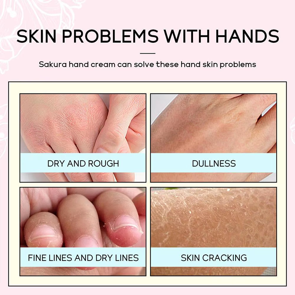 Collagen Sakura Hand Cream Skin Soften Nourish Anti-Drying Deep Moisturizing Skin Care Cracked Repair Products