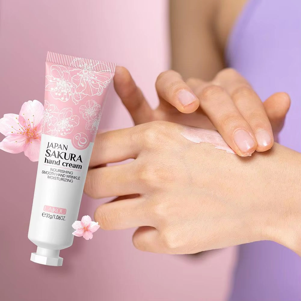 Collagen Sakura Hand Cream Skin Soften Nourish Anti-Drying Deep Moisturizing Skin Care Cracked Repair Products